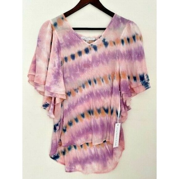 Young Fabulous & Broke YFB Butterfly Sleeve Top Purple Tie Dye ( M ) - Picture 1 of 1